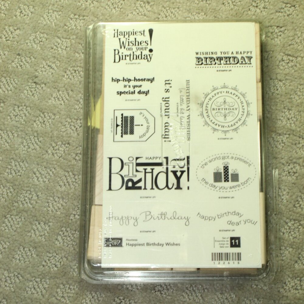 NWT Set of 11 Stampin' Up Happiest Birthday Wishes Stamps